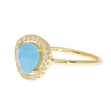 925 Silver Pave Outline Turquoise Ring