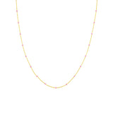 14K Italian Gold Pink Bead Station  Necklace