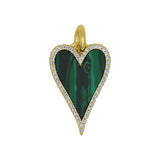 Pave Malachite Heart Charm 925 Silver