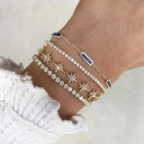 Lapis Bar Station Bracelet 14K Italian Gold