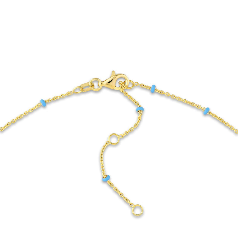 14K Italian Gold Turquoise Bead Station Necklace