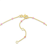 14K Italian Gold Pink Bead Station  Necklace