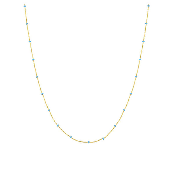 14K Italian Gold Turquoise Bead Station Necklace