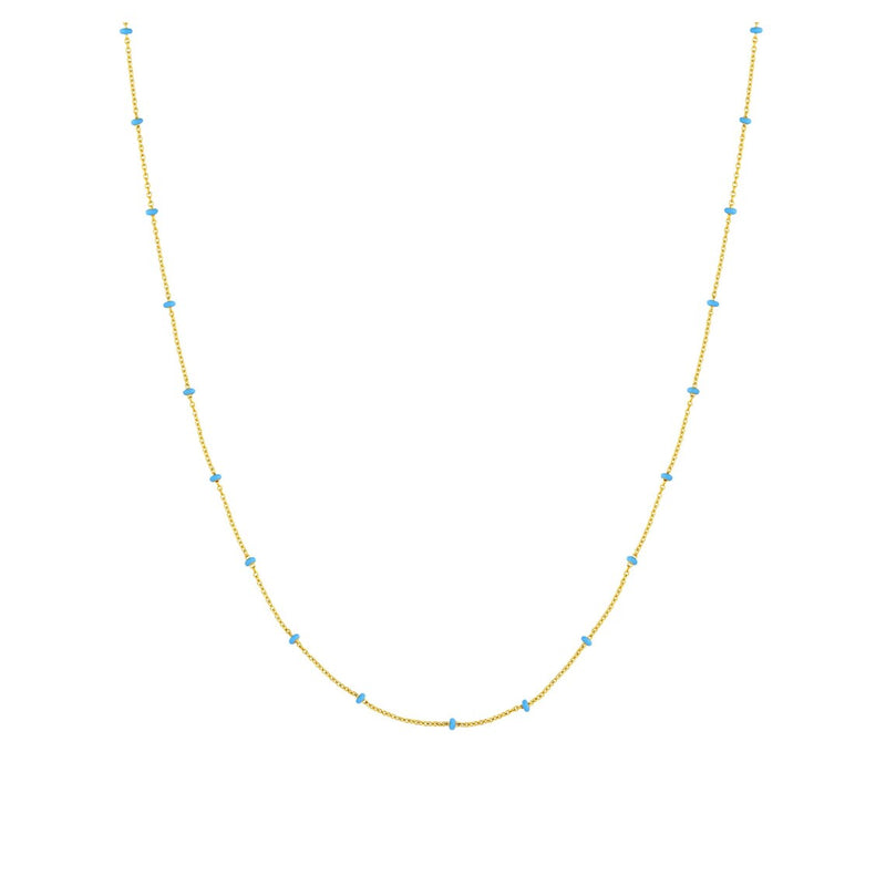 14K Italian Gold Turquoise Bead Station Necklace