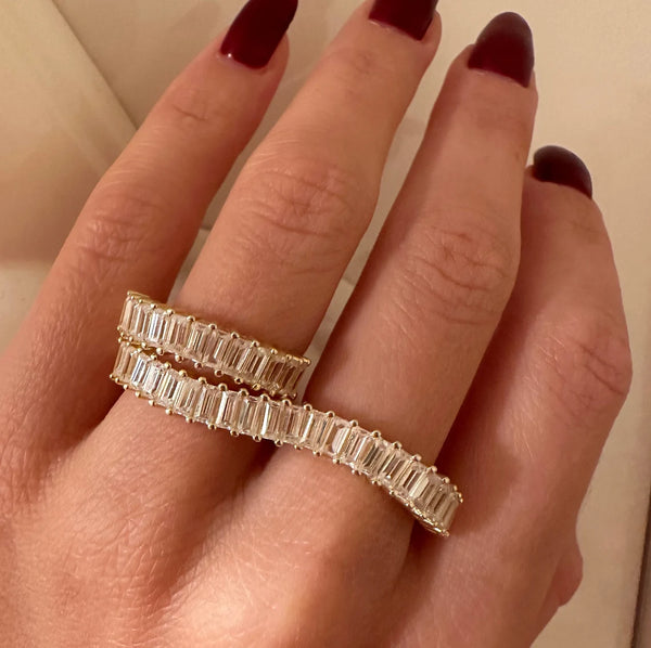 925 Silver Baguette Two Finger Twist Ring