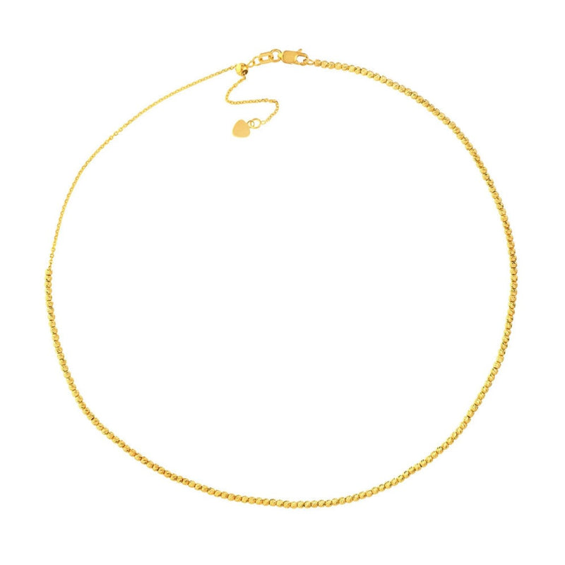 14K Gold Diamond Cut Bead Adjustable Choker