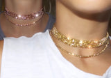 14K Gold Diamond Cut Bead Adjustable Choker