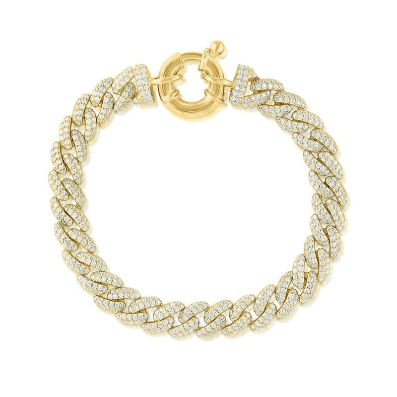 Pave Cuban Link Toggle Bracelet 925 Silver