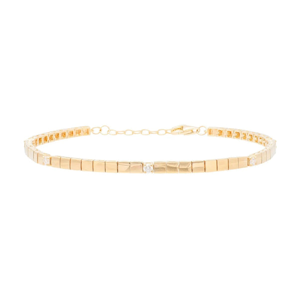 Gold Tile Square Link Bracelet 925 Silver