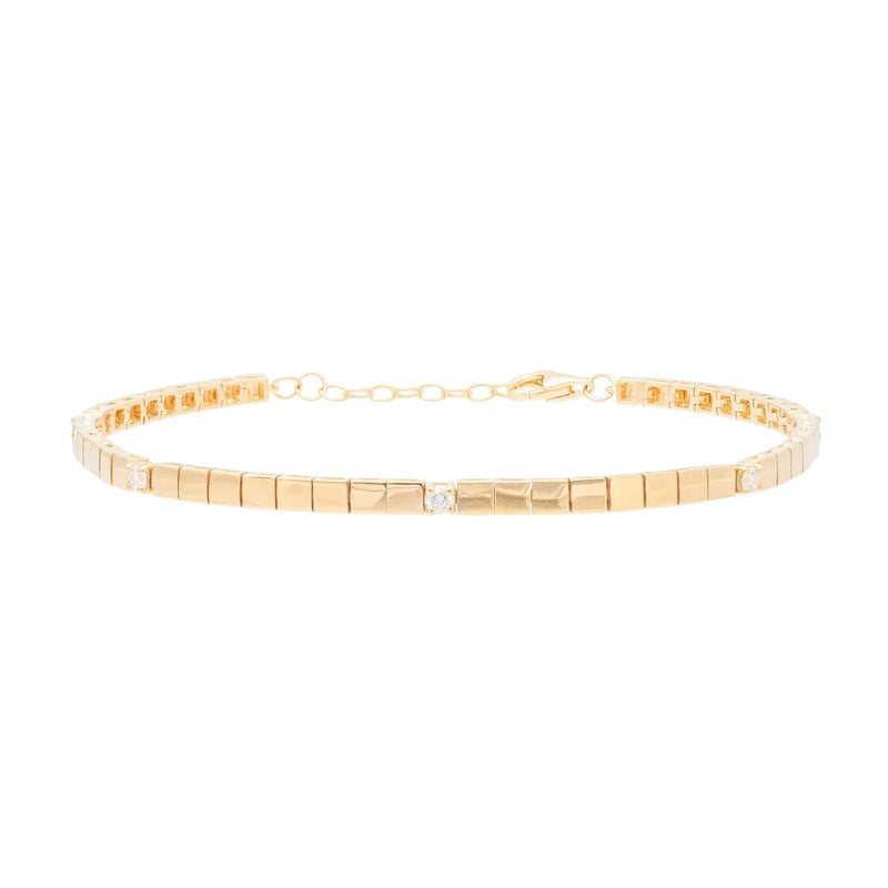 Gold Tile Square Link Bracelet 925 Silver