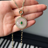 Mother of Pearl Emerald Green Circle Charm