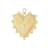 14K Italian Gold Diamond Fluted Heart Charm