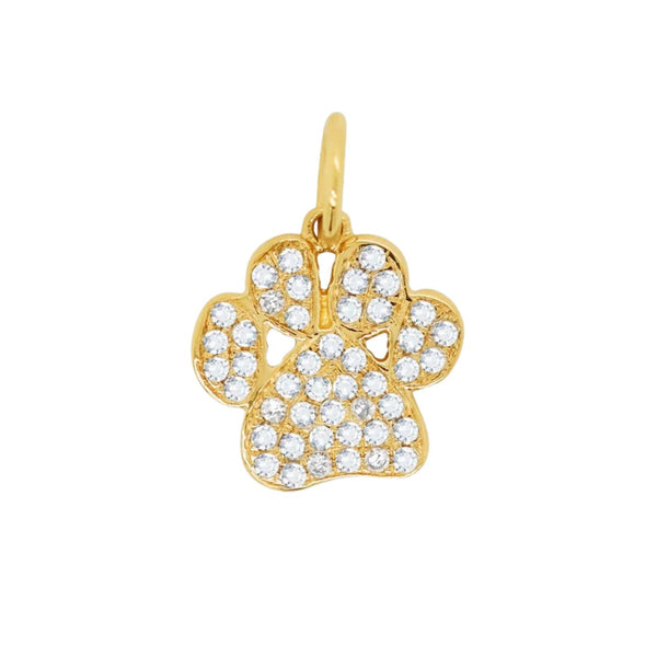 14K Italian Gold Diamond Dog Paw Charm