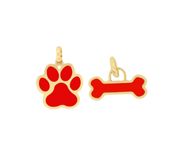 14K Gold Bone Charm Paw Charm