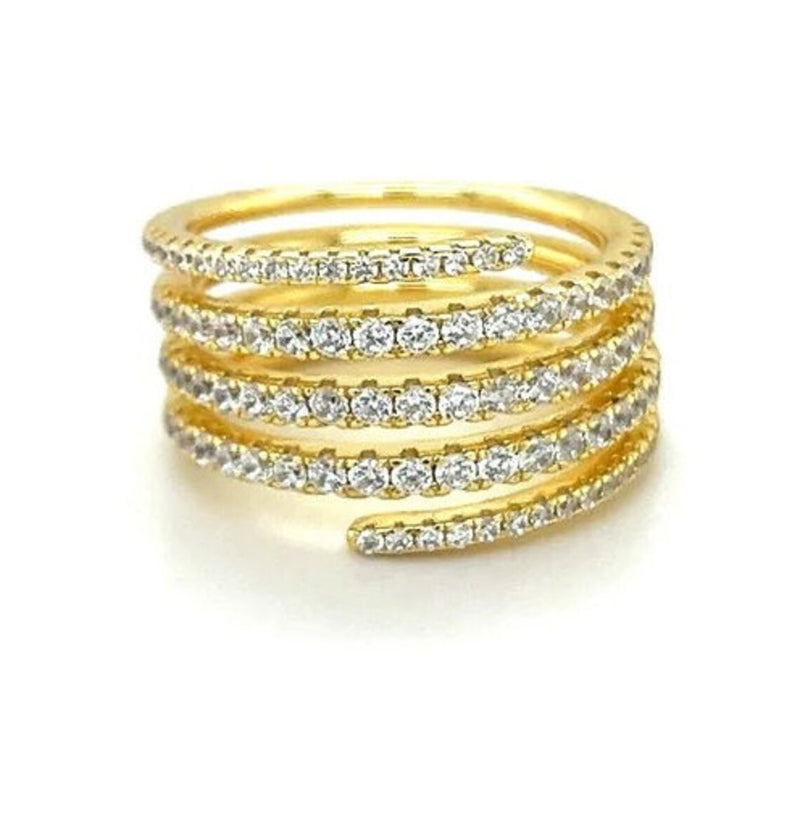 Spiral Ring Pave Wrap Ring 925 Silver