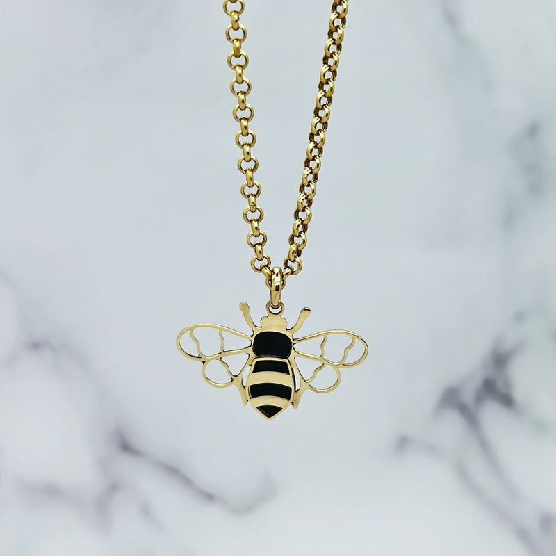 Gold Onyx Bee Pendant Charm