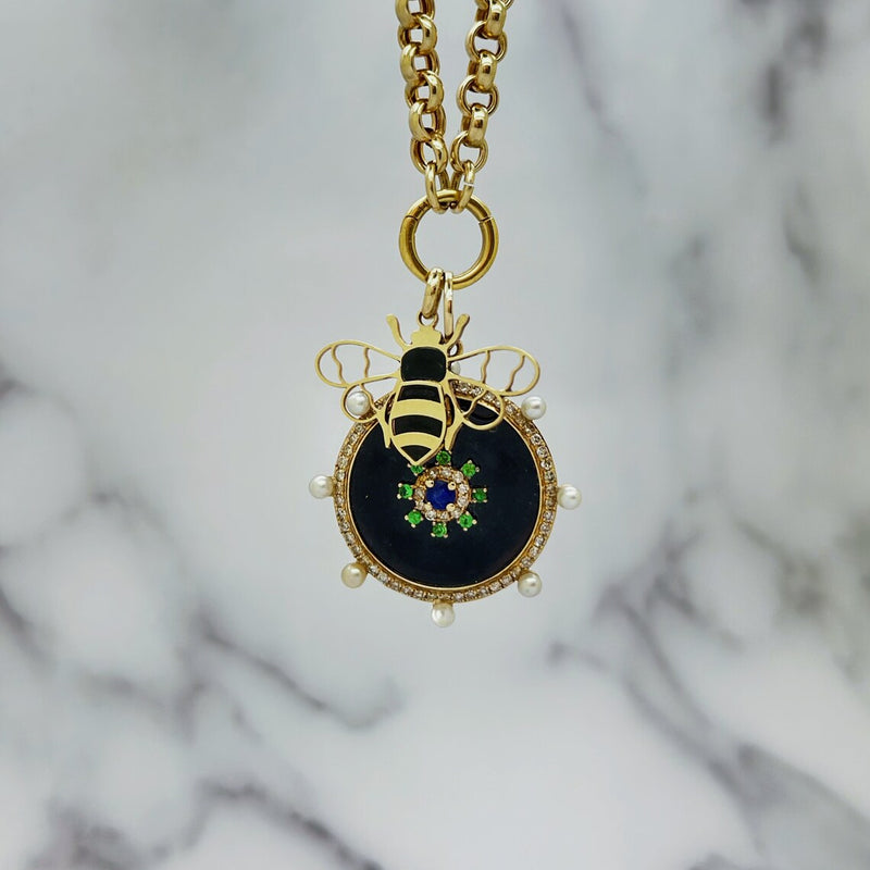 Gold Onyx Bee Pendant Charm