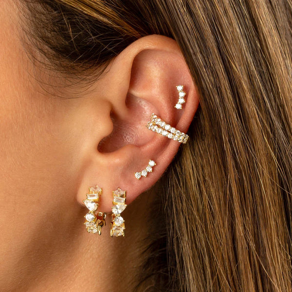 925 Silver Cuff Wide Diamond Earring