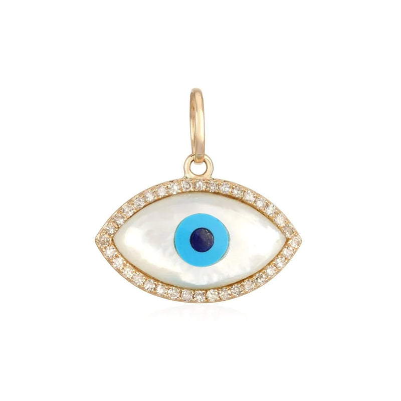 14K Italian Gold Diamond Evil Eye Charm