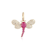 14K Italian Gold Diamond Dragonfly Charm