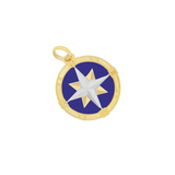 Lapis Lazuli Compass Pendant Lapis Compass Charm 14K Gold