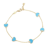 Turquoise Heart Station Bracelet 14K Italian Gold