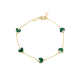 Malachite Heart Bracelet 14K Italian Gold