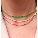 Multicolor Rainbow Tennis Necklace 925 Silver