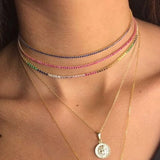 Multicolor Rainbow Tennis Necklace 925 Silver