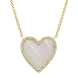 Mother of Pearl Pave Heart Necklace 925 Silver