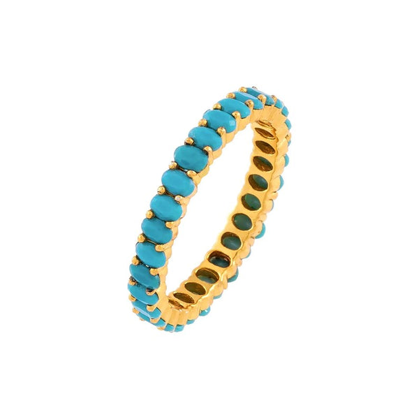 Oval Turquoise Eternity Band 925 Silver