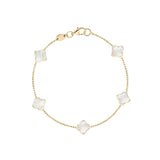 14K Italian Gold Mother of Pearl Clover Bracelet