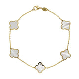 14K Italian Gold Mother of Pearl Clover Bracelet