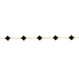 14K Italian Gold Onyx Clover Bracelet