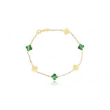 14K Italian Gold Malachite Clover Bracelet