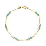 Turquoise Bar Station Bracelet 14K Italian Gold