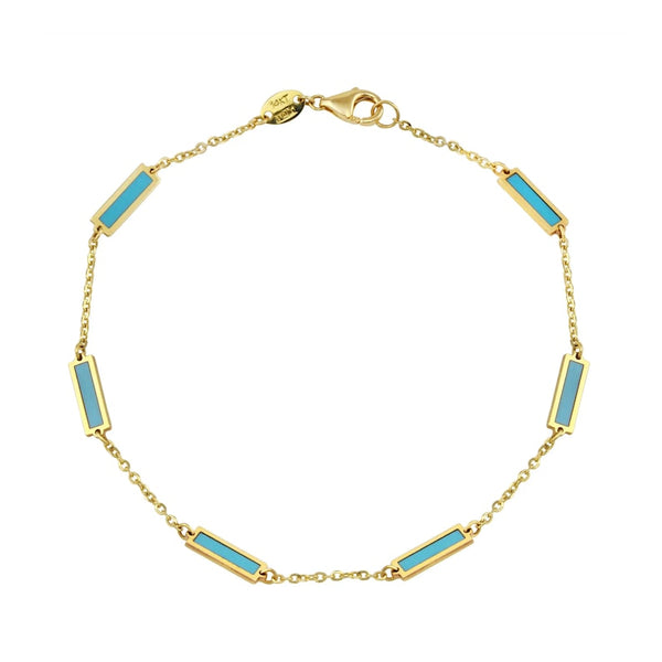 14K Italian Gold Turquoise Bar Bracelet
