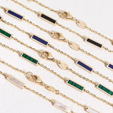 Lapis Bar Station Bracelet 14K Italian Gold