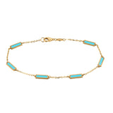 Turquoise Bar Station Bracelet 14K Italian Gold