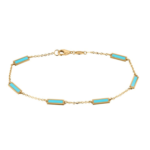 14K Italian Gold Turquoise Bar Bracelet