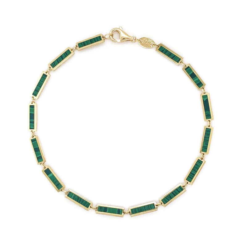 Malachite Bar Bracelet 14K Italian Gold