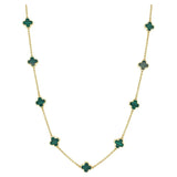 14K Italian Gold Malachite Clover Necklace