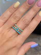 Turquoise Cabochon Eternity Band Ring 925 Silver