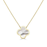 14K Italian Gold Mother of Pearl Single Clover Necklace