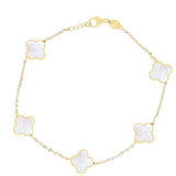 14K Italian Gold Mother of Pearl Clover Bracelet