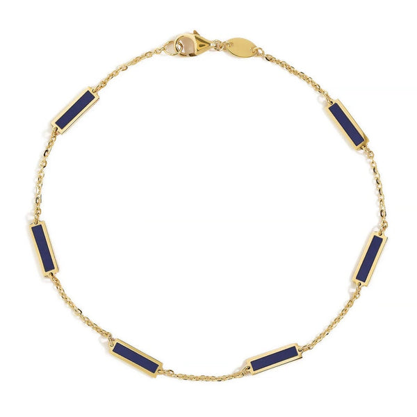 14K Italian Gold Lapis Bar Bracelet