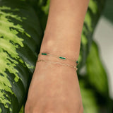 Malachite Bar Station Bracelet 14K Italian Gold