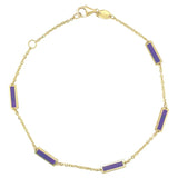 Amethyst Bar Station Bracelet 14K Italian Gold