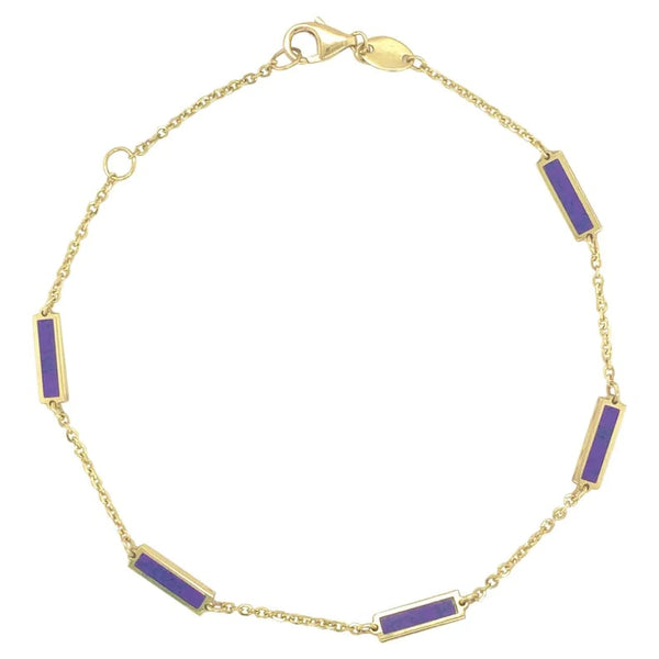 14K Italian Gold Amethyst Bar Bracelet