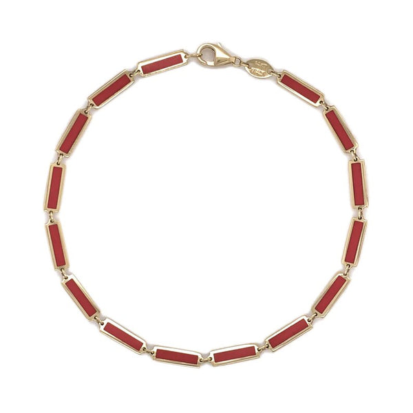 14K Italian Gold Coral Bar Bracelet